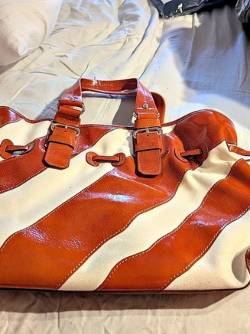 Dooney & Bourke Color Block Tote in Orange & White